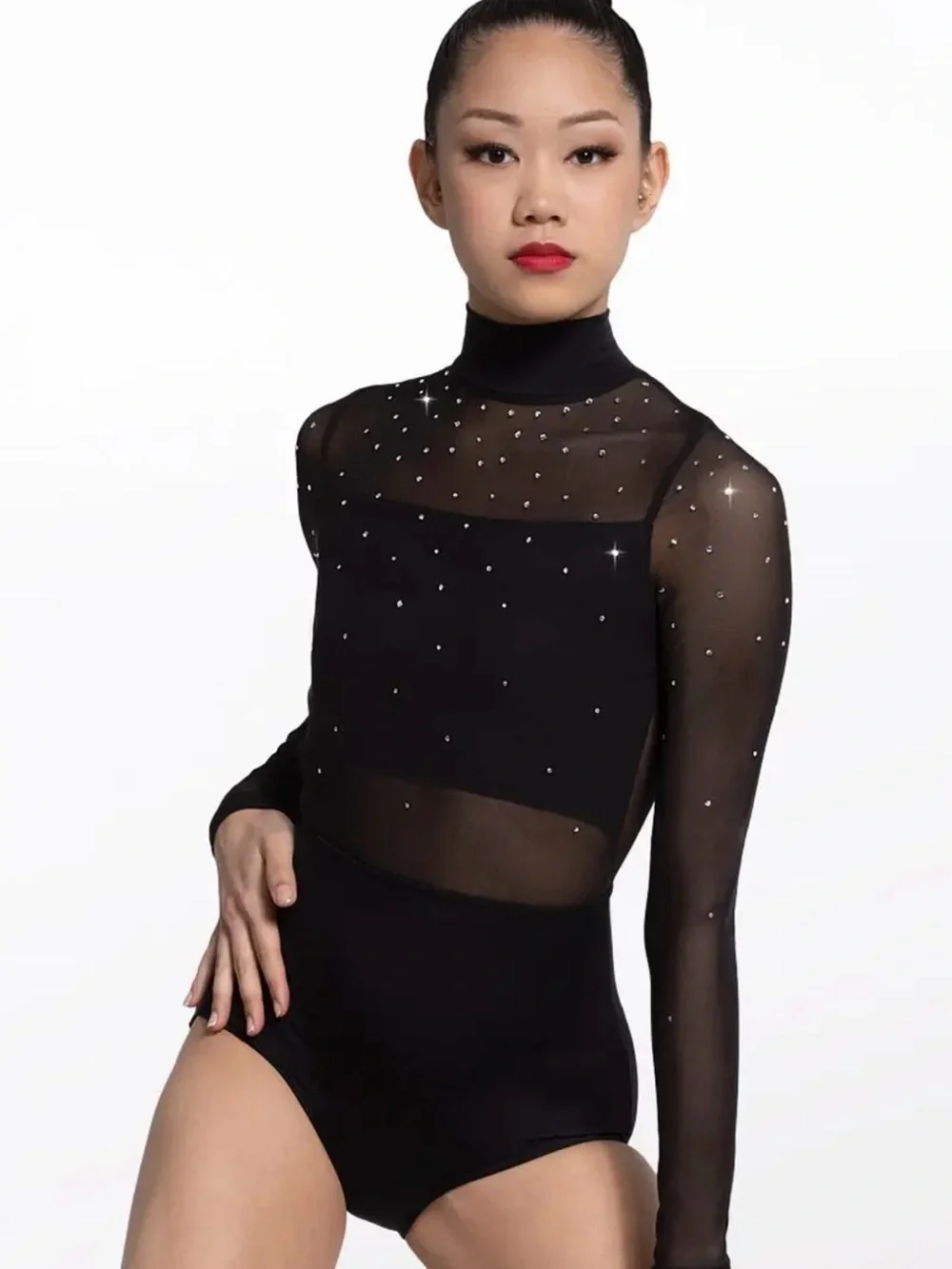 Weissman Boom 14096 Crystal Mesh Leotard Black Adult Medium MA